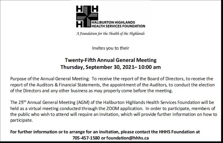 HHHS Foundation AGM Notice September 30 2021