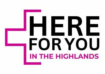 text here for you in the highlands with half a plus sign in pink