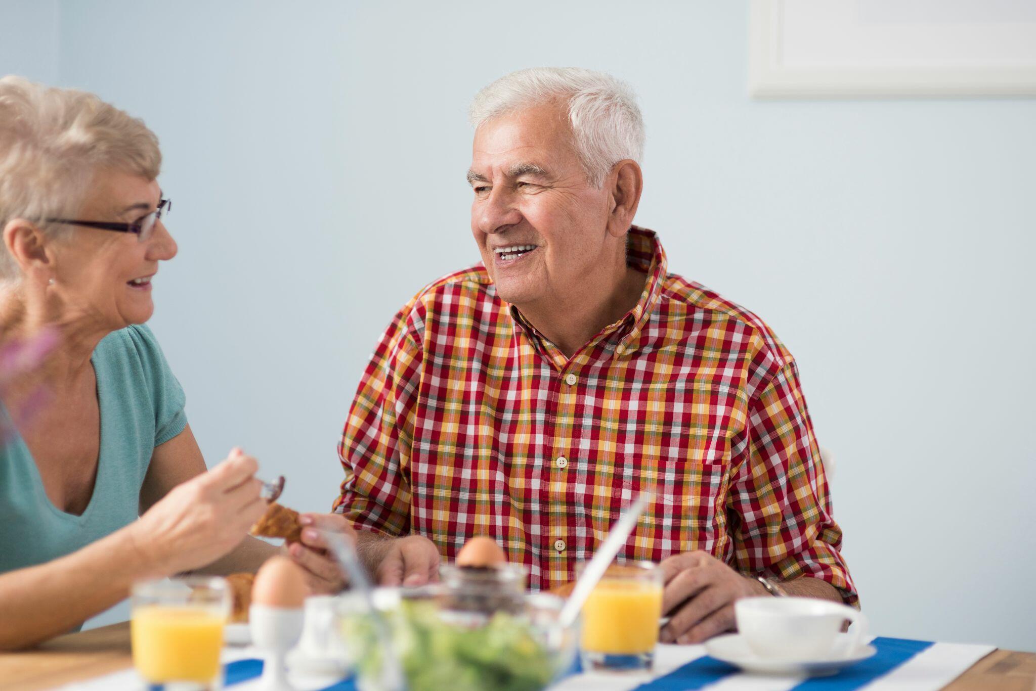 Elderly Couple Enjoy a Morning Meal