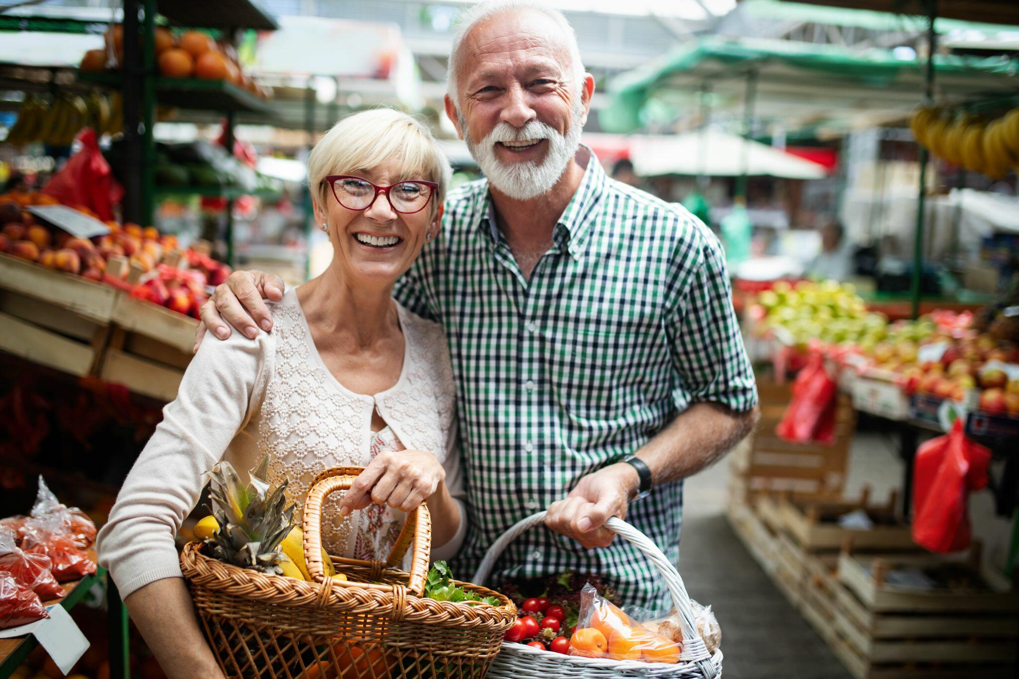Senior Couple Shopping in a Farmers' Market
